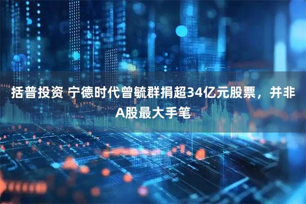 括普投资 宁德时代曾毓群捐超34亿元股票，并非A股最大手笔
